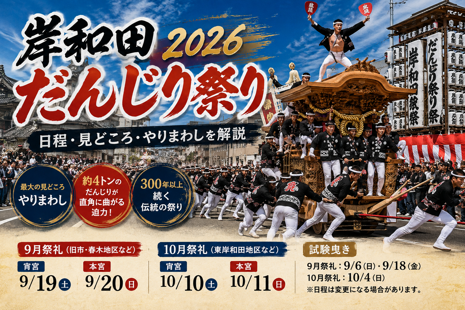 岸和田市】岸和田だんじり祭り 2026 | おもしゃいな泉州